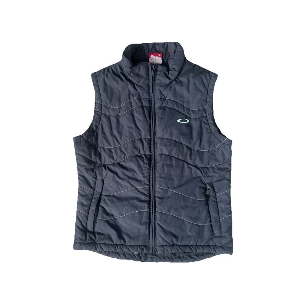 Vintage Y2K Oakley Gray Puffer Vest Womens M Athleisure Outdoor Sleek Zip Core